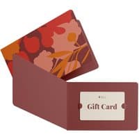 Red and pink floral gift card holder with a white gift card inside, featuring elegant floral patterns.